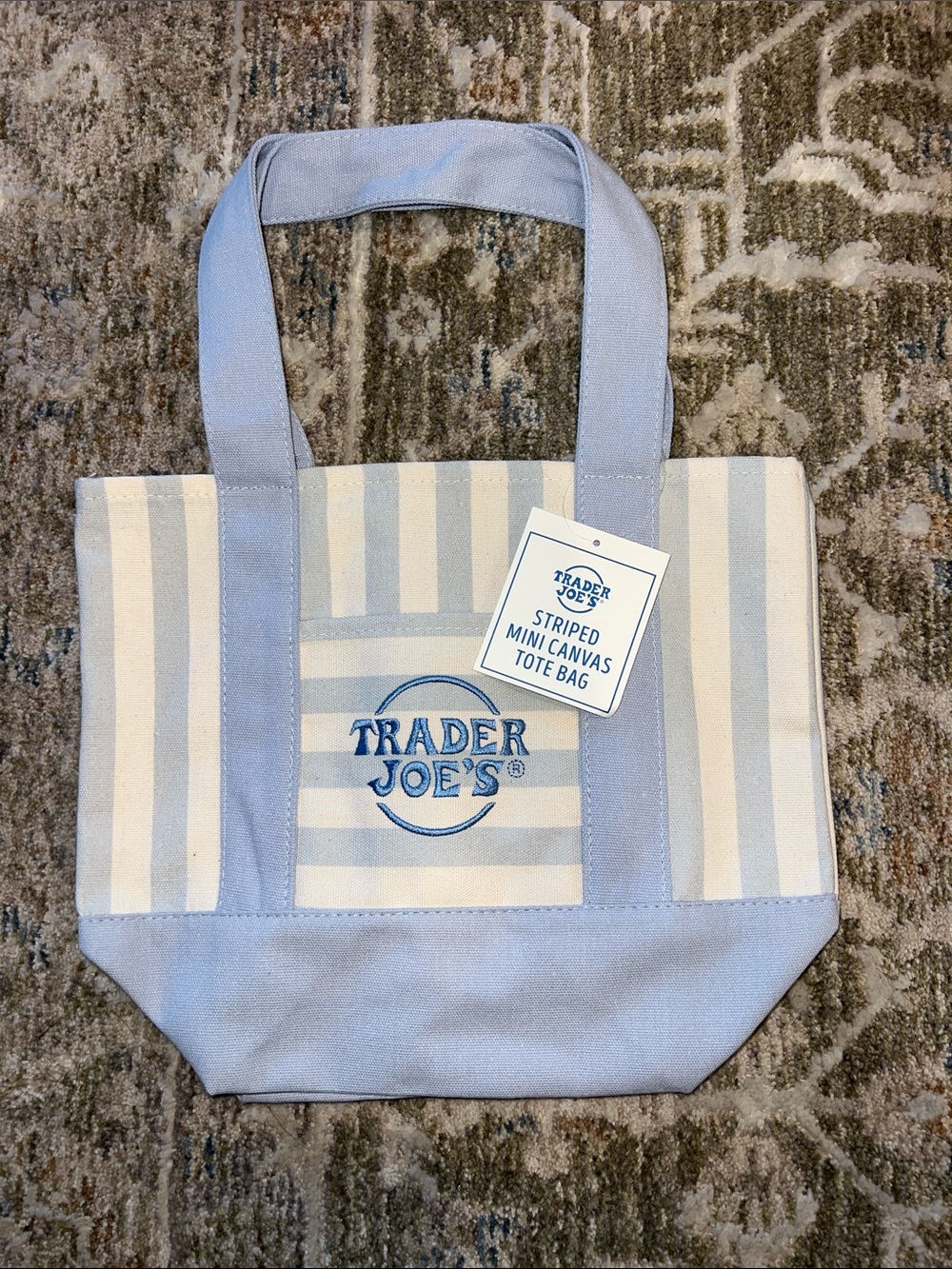 Blue Stripe Mini Trader Joe’s Tote